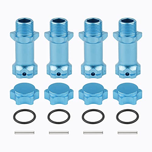 4pcs Aluminum 17mm Hex Adapter 30mm Extension Wheel Hub Drive Offset Width Extender with Anti-dust Cap Nuts for 1/8 RC On Road Car Off Road Truggy Truck Buggy Crawler, Sky Blue - color: Sky Blue