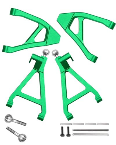 Rear Upper Lower Suspension A-Arms Upgrades Part for 1/16 Mini Slash,4PCS Aluminum Rear Upper & Rear Lower Arms Hops Ups for 1/16 Mini Slash （70054-1）,Green
