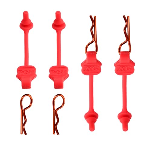 8PCS TGCWENG Universal RC Body Clips w/Pull Tabs Car Clips R Clips for All 1/10 1/12 Scale Losi HPI Arrma Kyosho Himoto RC Car Truck Crawler Body Shell Upgrades (1.2mm Orange Clips+Red Pull) - color: Orange Clips+Red Pull