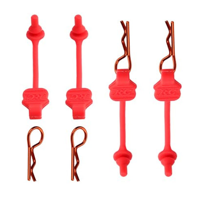 8PCS TGCWENG Universal RC Body Clips w/Pull Tabs Car Clips R Clips for All 1/10 1/12 Scale Losi HPI Arrma Kyosho Himoto RC Car Truck Crawler Body Shell Upgrades (1.2mm Orange Clips+Red Pull) - color: Orange Clips+Red Pull