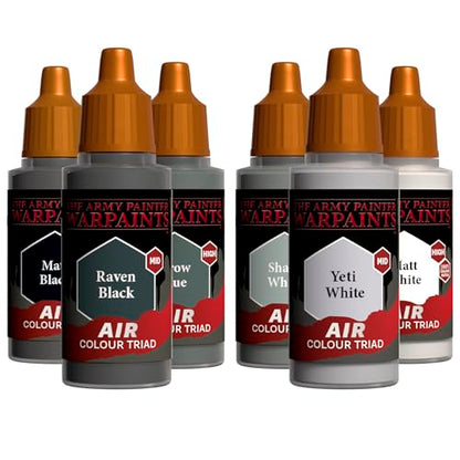 The Army Painter, Airbrush Primary Bundle Greyscale, 2 Triads x 6 x 18 ml | Pre-thinned Acrylic spray gun paints - Paint sprayer paint for D&D & Warhammer Miniatures - color: Greyscale