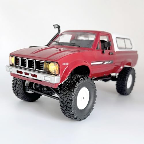 RC Truck WPL C24 RC Crawler 1/16 Scale Off Road RTR | Remote Control Rock Crawler 4x4 Pickup Truck All Terrain LED Light Proportional Throttle Steering Hobby Toy Adult