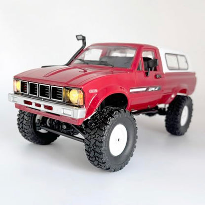 RC Truck WPL C24 RC Crawler 1/16 Scale Off Road RTR | Remote Control Rock Crawler 4x4 Pickup Truck All Terrain LED Light Proportional Throttle Steering Hobby Toy Adult