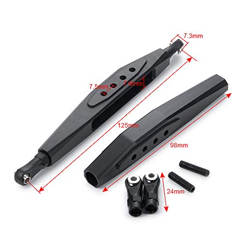 RC Aluminum Rear Lower Trailing Arms and Stainless Steel Steering Linkage Rod Arm Link Rod Compatible with Axial RR10 90048 90053 1/10 RC Car Upgrades Accessories