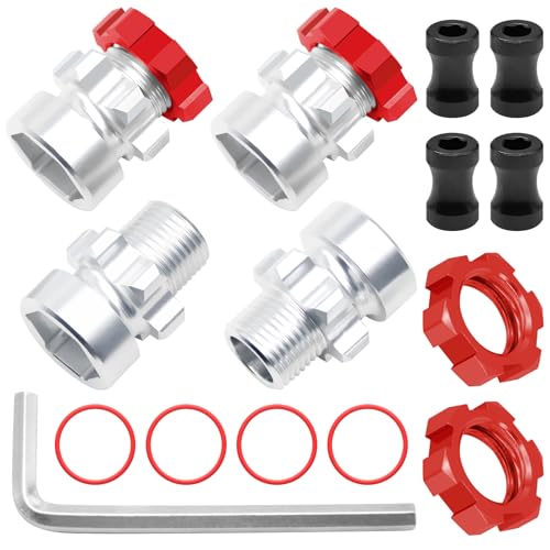 OGRC 12mm to 17mm Wheel Hex Adapter, Hex Extension for Slash Losi RC Car | Aluminum Hub, 10mm Extension, 17mm Wheel Conversion, for Traxxas Losi HPI 1/10 RC Truck Buggy, Red - color: Red