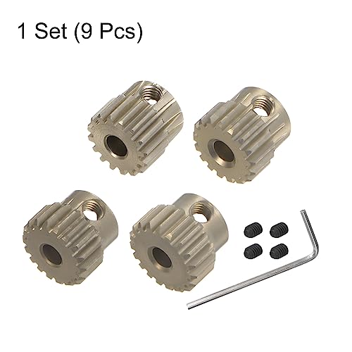 HARFINGTON 48P Hardened Pinion Motor Gear Set 4pcs 16T 17T 18T 19T Fit 1/8 inch RC Motor Shaft 48 Pitch 7075 Aluminum Gears for RC Car, with Hex Key - style: 16T 17T 18T 19T