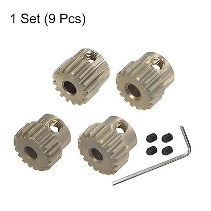 HARFINGTON 48P Hardened Pinion Motor Gear Set 4pcs 16T 17T 18T 19T Fit 1/8 inch RC Motor Shaft 48 Pitch 7075 Aluminum Gears for RC Car, with Hex Key - style: 16T 17T 18T 19T