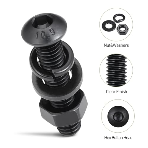 2280PCS M2 M3 M4 M5 Bolt Assortment Kit, Button Head Hex Socket Cap Screws Nuts Bolts Washer Assortment Kit 10.9 Grade Alloy Steel Black Oxide - size: M2/3/4/5 2280PCS Button Black