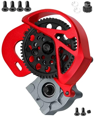 Transmission Gearbox Upgrades Part for 1/10 SCX10, SCX10 II 90046,90047,AX10 RC Crawler Truck,Aluminum Center Transmission Gearbox Hops up,Red&Titanium - color: Red&titanium for Upgrades