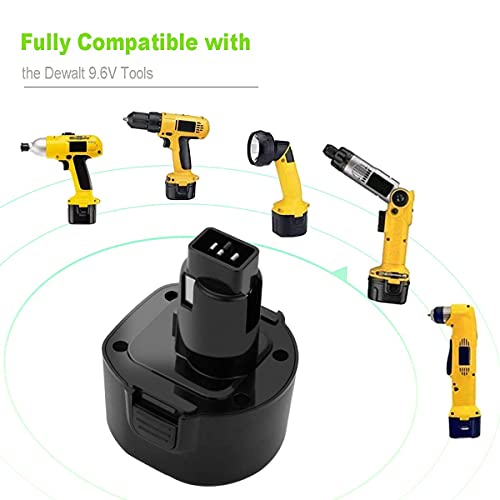 Joiry 2-Pack 9.6V 3000mAh Replacement Ni-MH Battery with Higher Safety & Longer Runtime - Compatible with Dewalt DE9061 DE9062 DW9061 DW9062 DE9036 DW911 DW921 DW9614 DW050 DW926K-2