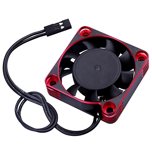 RC Motor Cooling Fan 40x40mm 16000RPM 540 550 Motor ESC Heatsink Brushless Cooling Fans for 1/10 1/8 RC Car (Black & Red) - color: Black & Red