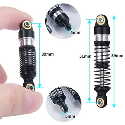 RCLIONS 1/18th RC Shocks Adjustable Absorber Damper for TRX4M 1:18th RC Crawler Car Upgrades (Black) - color: Black