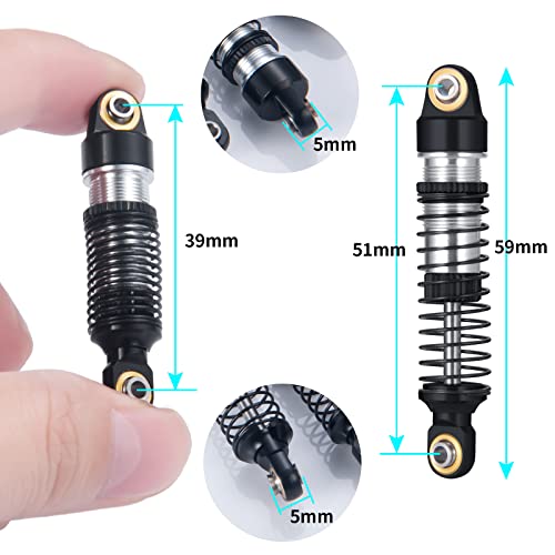 RCLIONS 1/18th RC Shocks Adjustable Absorber Damper for TRX4M 1:18th RC Crawler Car Upgrades (Black) - color: Black
