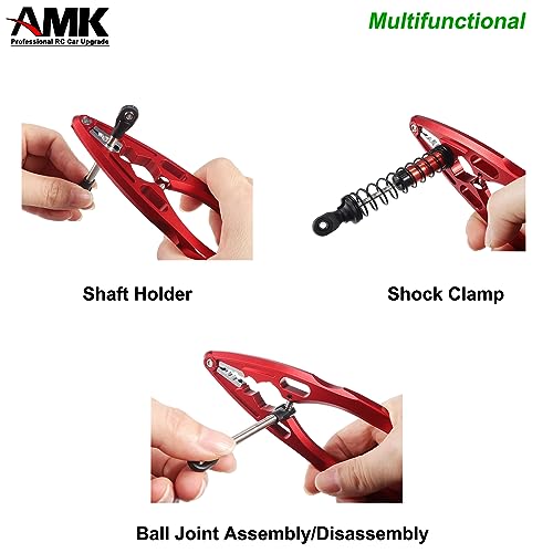 AMK RC Tool Kit Link Rod Ends Assembly 6.35mm Hex Bit Linkages Ball Joint Installing Equipment Shock Clamp 1/10 Scale Accessories for Axial SCX10 TRX4 (Blue+Silver) - color: Blue+silver