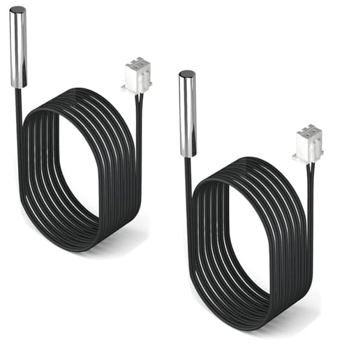 2-Pack 10K Temperature Sensor Probe, 1 Meter Waterproof Temp Sensor Probe, Stainless Steel 3950 NTC Temp Sensor Probe, Digital Temperature Transmitter Extension Cable