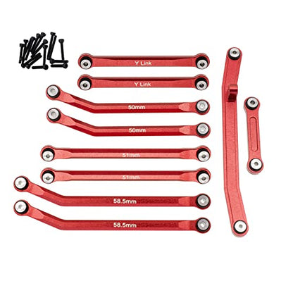 High Clearance Links Set Steering Rod Tie for AXIAL 1/24 SCX24 AXI00001 C10 AXI00002 Wrangler JLU AXI00006 Bronco Upgrades RC Crawler Car - color: Red