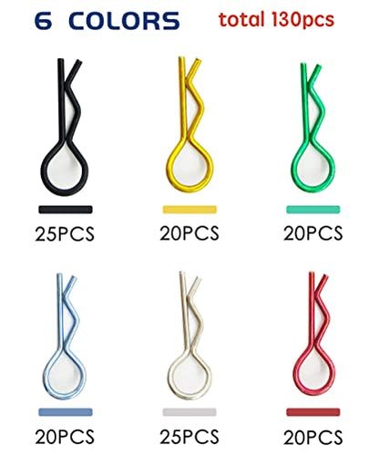130pcs Universal RC Body Clips Steel R Clips for 1/10 1/12 Scale | Stainless Steel, Rust Resistant,Compartment Storage Case,Redcat HPI Himoto HSP Exceed RC Car Buggy Shell Replacement