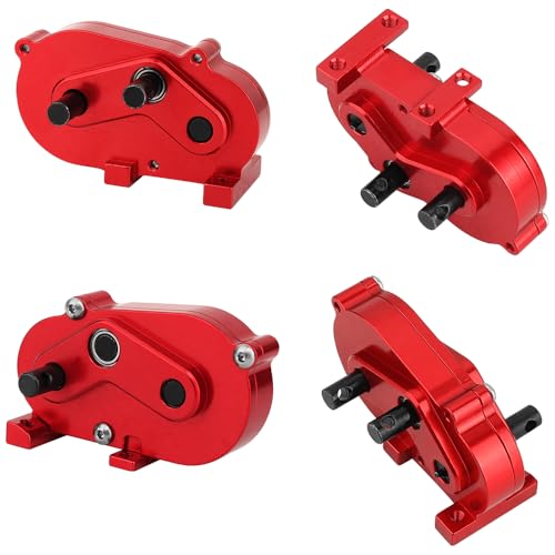 LCG Metal Prefixal Gearbox Set with 30% Overdrive Gear Front Motor Transmission Transfer Case for Axial 1/10 RC Crawler SCX10 I II 90046 Capra TRX4 Upgrades (red) - color: Red