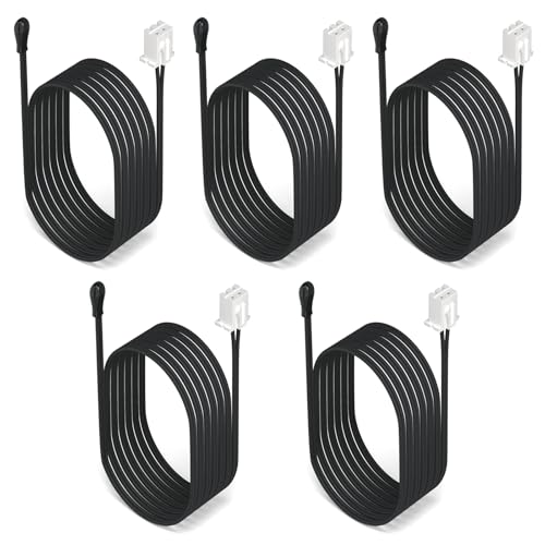 DROK 10K Temperature Sensor Probe 5pcs, 1 Meter Waterproof Epoxy Resin NTC Temp Sensor Probe for Various Water Dispensers, Air Conditioners, Refrigerators, Freezers, Water Heaters, Dishwashers
