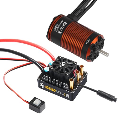 XC GL550&GL10 APP Controls Sensored Brushless Motor and FOC ESC Combo,80A Current,2-3S Lipo,6.0/7.4V BEC,IP67 Water Proof,3300KV FOC Motor,Applicable to:1/10 1/8 Crawler Off Road