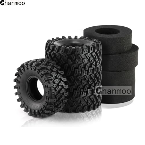 2.2 RC Crawler Tires 1/10 RC Rubber Slingers Grappler Mud Wheels Tyres For 1:10 Scale Rock Crawler Car Axial SCX10 90047 D90 TF2 Tamiya CC01 Traxxas TRX4 2.2in Beadlock Rims 4PCS