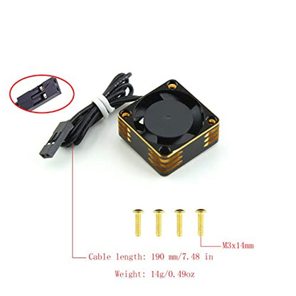 Lifehead 28000RPM Motor and ESC Cooling Fan Cooler RC Aluminum Cooling Fan for RC car 1/8 1/10 1/12 Scale 540 550 and Other Brushed/brushless Motors (red + Gold) 25 * 25mm - color: Gold (25*25*10mm)