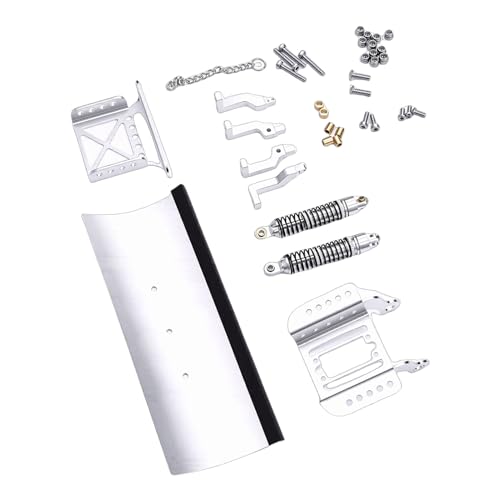 1/18 RC Metal Snow Plow, Alloy Replacement Snow Plow, Hydraulic Damping for RC Crawler Car with Shock Absorption for Winter Scenes & Obstacle Clearing (Silver) - color: Silver