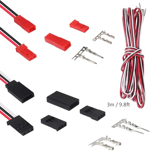 JST Servo Connector Kit 40 Sets Servo Plug Male Female Connector Crimp Pin Cable Kit Compatible JST SYP Futaba for Hitec Spektrum RC