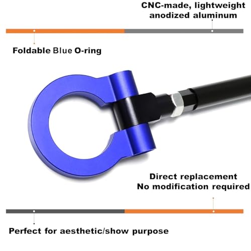 iJDMTOY Sports Blue Track Racing Style Tow Hook Ring Compatible with Toyota 2018-up C-HR, 2019-up Corolla Hatchback, Made of Lightweight Aluminum - style: Blue Tow Ring