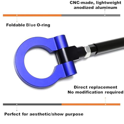 iJDMTOY Sports Blue Track Racing Style Tow Hook Ring Compatible with Toyota 2018-up C-HR, 2019-up Corolla Hatchback, Made of Lightweight Aluminum - style: Blue Tow Ring