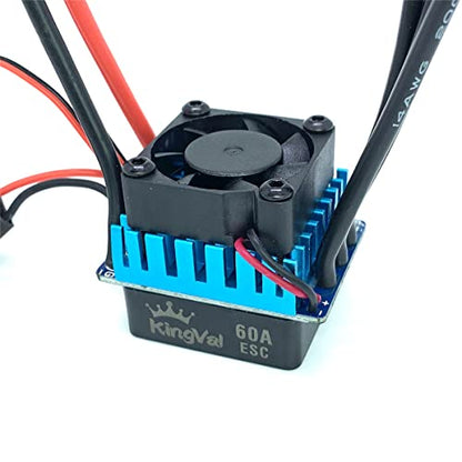 KingVal Replacement 3650 5200KV Sensorless Brushless Motor Shaft 3.175mm with 60A Brushless ESC Compatible with 1/10 RC Car - size: 5200KV+60A