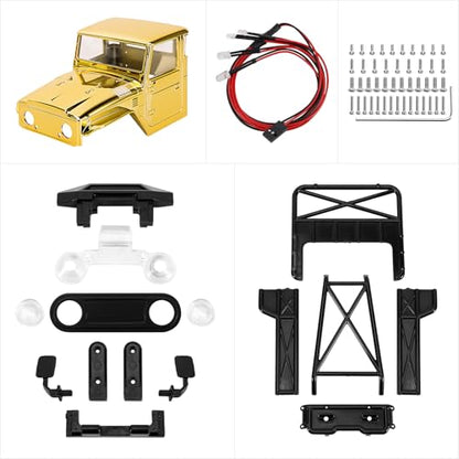 INJROA IR40 Truck Body with Tube Cage for 1/18 TRX4M Defender Bronco (Gold) - color: Gold