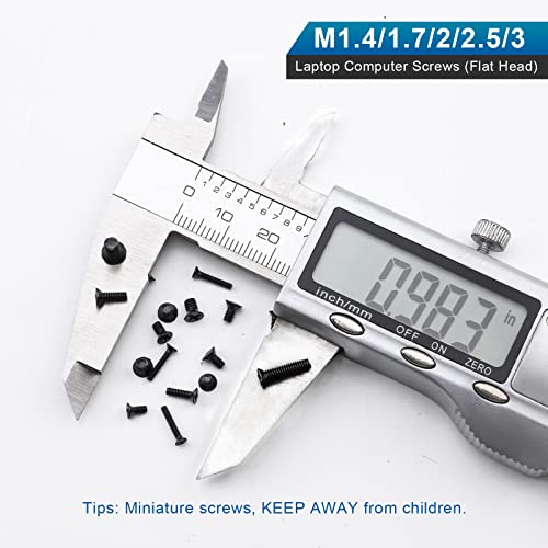 NINDEJIN 720pcs Laptop Notebook Computer Carbon Steel Screws Kit Set, Flat Head Phillips Screw Assortments, M1.4/1.7/2/2.5/3 Countersunk ssd Screws Accessories for SSD Toshiba DELL Sony Samsung | Machine Computer Screws Screws set, Carbon Steel , for Many