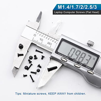NINDEJIN 720pcs Laptop Notebook Computer Carbon Steel Screws Kit Set, Flat Head Phillips Screw Assortments, M1.4/1.7/2/2.5/3 Countersunk ssd Screws Accessories for SSD Toshiba DELL Sony Samsung | Machine Computer Screws Screws set, Carbon Steel , for Many
