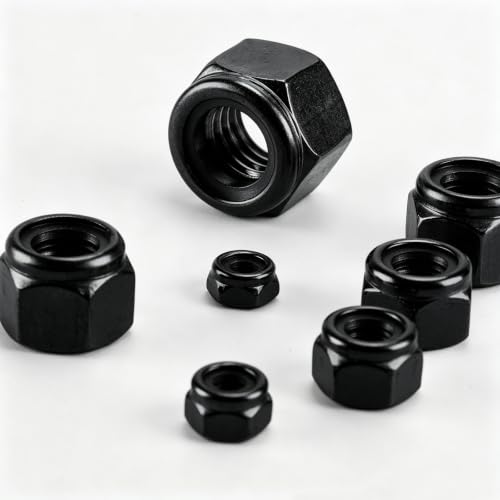 135 Pack Black 304 A2-70 Nylon Insert Lock Nuts, SAE & Metric | M3 M4 M5 M6 M8 M10 M12 #6-32 #8-32 #10-24 1/4-20 5/16-18 3/8-16 1/2-13, Anti-Loose for Industrial & Home Fastening - color: Black, size: Metric&SAE