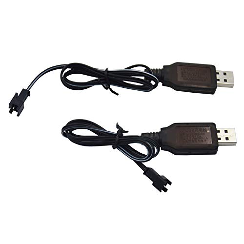 Blomiky 2 Pack SM-2P Ni-Cd or Ni-MH Battery Charger Cable for SY-E511 RC Excavator 4.8V NiCd or NiMH Battery 1:18 RC Car USB 4.8V 2