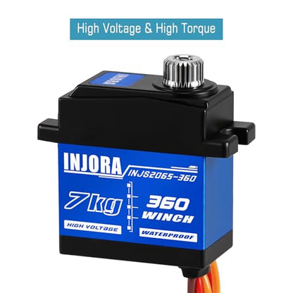 INJORA Tow Truck Crane Kit & INJS2065-360 Winch Servo for TRX4M (Silver) - color: Silver