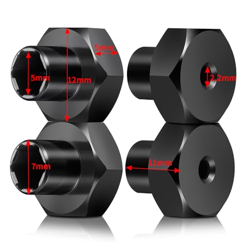 MORLORDY 4Pcs 5mm to 12mm(+10mm) WPL Wheel Hex Hub Adapter Wheel Spacers for WPL D12 2wd SCX24 1/10 1/24 RC Car Truck Upgrade Parts