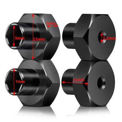 MORLORDY 4Pcs 5mm to 12mm(+10mm) WPL Wheel Hex Hub Adapter Wheel Spacers for WPL D12 2wd SCX24 1/10 1/24 RC Car Truck Upgrade Parts