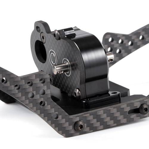 Straight Axle Transmission NOD Tiny Gearbox with Adapter Plate, Black | 4:1 Low Gear Ratio, with 48P 44T Spur Gear, Fit for Axial AR44 AR45 AR60 Enduro Vanquish F9 F10 - color: Black