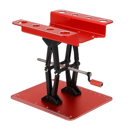 CHICIRIS RC Car Repair Work Stand, Manual Lift Workstation with Anti Slip Pad for 1/8 1/10 /12/16 RC Car, 2.36-5.51 inch Height Adjustment (Black Red) - color: Black Red