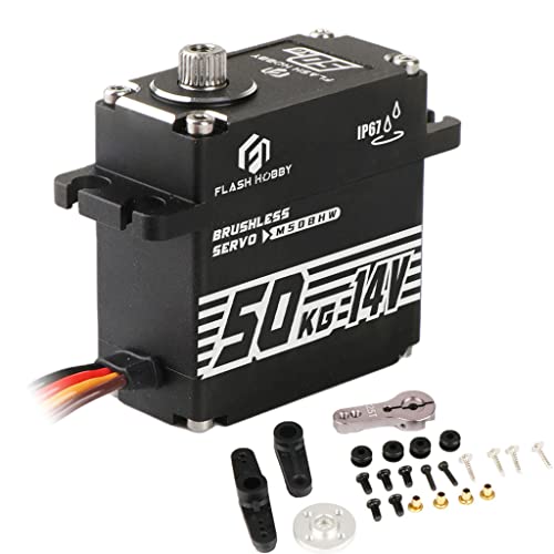 50kg 14V Waterproof IP67 Digital Brushless Servo Motor with 1/6，1/8, 1/10, 1/12 RC Crawler Car/Robot/Boat (180°)