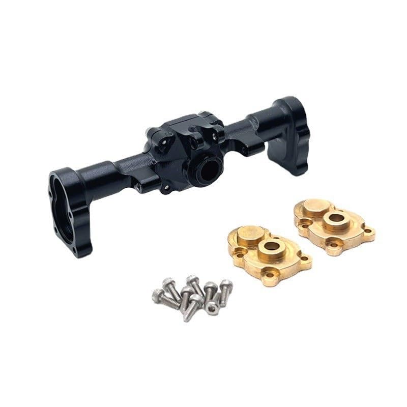 1/24 for FMS FCX24 Metal Front and Rear Portal Axle Housing Brass Steering Knuckle RC Crawler Car Upgrades Parts(Black) - color: Black