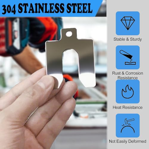 40 Pcs 304 Stainless Steel Slotted Shim Kit,8 Different thicknesses, 5 Pcs of Each Thickness (2" X 2")