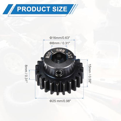 MECCANIXITY 1M 23T 40 Chrome Steel Motor Pinion Gears, 0.98" x 1" RC Motor Gears Fits 8mm Shaft Bore for RC Vehicles Truck Drift Remote Control Car Off-Road Crawler Parts, Black - style: 23T