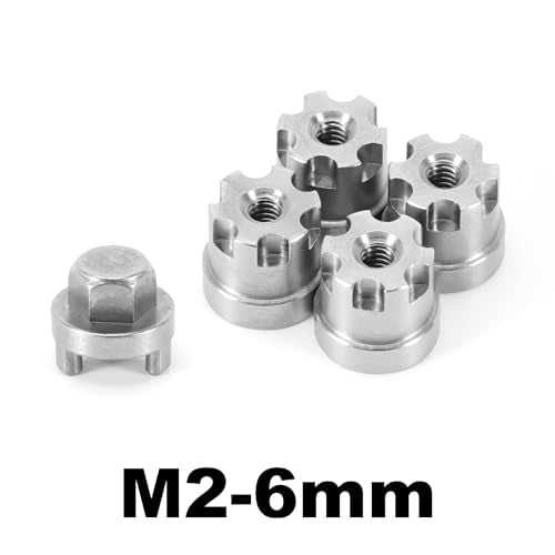 INJORA M2 Wheel Nuts 6mm Stainless Steel Nuts 4PCS for 1/24 RC Crawler Axial SCX24 AX24 Upgrade - size: 6mm