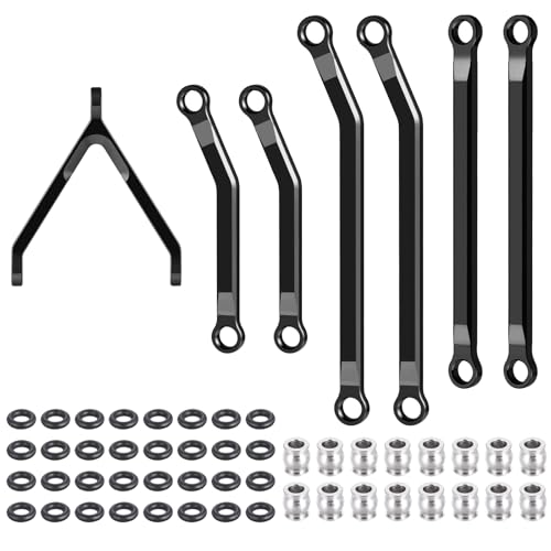 RCHUBAM 7Pcs RC Chassis Links High Clearance Aluminum Links Set Compatible with Axial SCX24 1/24 GX 470 RC Crawler Upgrade Accessory (Black) | Aluminum Chassis Link Kit, RC Crawler Upgrade Parts,2 Color-Black/Red - style: Black