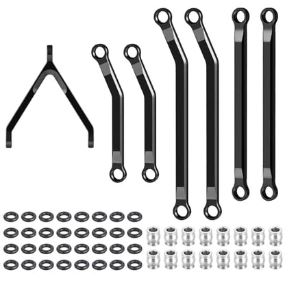 RCHUBAM 7Pcs RC Chassis Links High Clearance Aluminum Links Set Compatible with Axial SCX24 1/24 GX 470 RC Crawler Upgrade Accessory (Black) | Aluminum Chassis Link Kit, RC Crawler Upgrade Parts,2 Color-Black/Red - style: Black