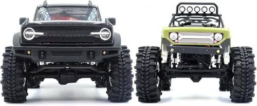 Brass 1.0 beadlock Wheels and Tires, 61mm Tall Tyre and Adjustable Offset 1'' Rims for RC Mud Crawler 1/18 TRX4M 1/24 SCX24 Upgrades, HS701454 - color: Black