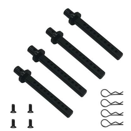 4-Pack Aluminum Alloy RC Car Body Post Mounts with Clips for AXIAL SCX10 1/10 RC Rock Crawler Option Parts (Black) - color: Black